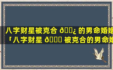 八字财星被克合 🌿 的男命婚姻「八字财星 🐈 被克合的男命婚姻怎么样」